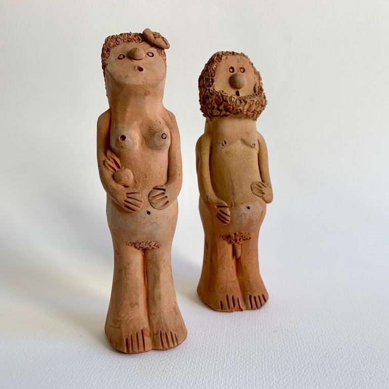 Figuriner Adam och eva i naket lergods Retrolux antik
