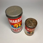 Marabou bakpulver plåtburkar från 1960-talets kök Retrolux antik