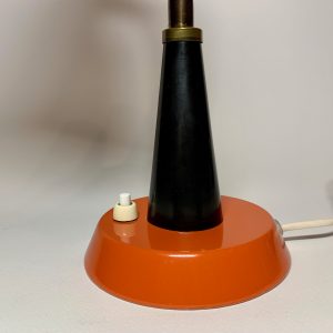 Röd orange Bordslampa tidigt 1970-tal med svanarm Retrolux antik