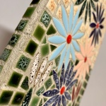 Väggplakett i mosaik blommor Retrolux antik