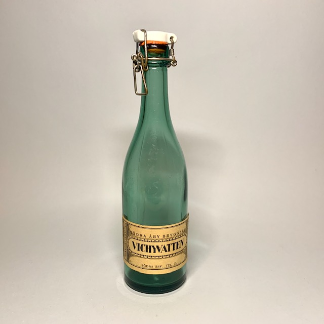 Vichyvatten Åbro glasflaska med porslinskork Retrolux antik