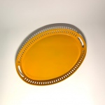 Serveringsbricka i orange plåt 1970-tal Retrolux antik