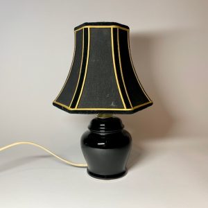 Svart bordlampa med tygskärm Retrolux antik