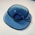 Vereco France blå kaffekoppar med fat Retrolux antik