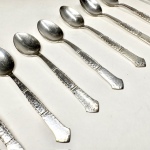 9 st Kaffeskedar nysilver stansade Retrolux antik